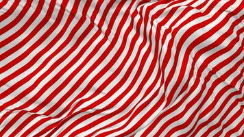 Red and White Stripe Flag Seamless Looping Background, Looped Plain and Bump Texture Cloth Waving Slow Motion, 3D Rendering video