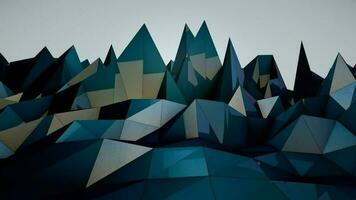 abstrato baixo poligonal montanha panorama com azul céu video