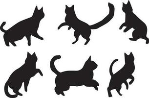 cats silhouette jumping images vector