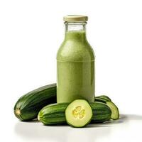 Cucumber Smoothie shake in a bottle isolated on white background photo