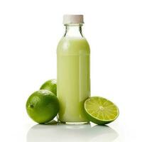 Lime Smoothie shake in a bottle isolated on white background photo