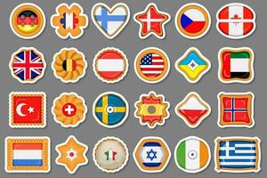 Set homemade cookie with flag country world in tasty biscuit vector