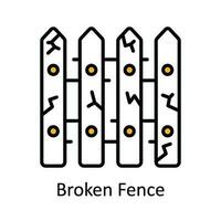 Broken Fence Vector Fill outline Icon Design illustration. Home Repair And Maintenance Symbol on White background EPS 10 File