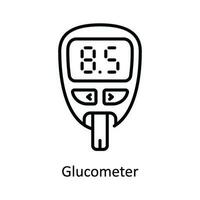 glucómetro vector contorno icono diseño ilustración. farmacia símbolo en blanco antecedentes eps 10 archivo