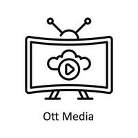 ott medios de comunicación vector contorno icono diseño ilustración. en línea transmisión símbolo en blanco antecedentes eps 10 archivo