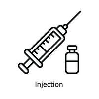 inyección vector contorno icono diseño ilustración. farmacia símbolo en blanco antecedentes eps 10 archivo