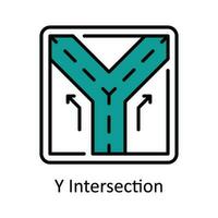 Y Intersection Vector Fill outline Icon Design illustration. Map and Navigation Symbol on White background EPS 10 File