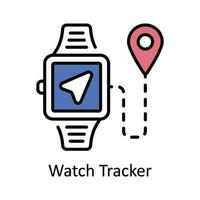 Watch Tracker Vector Fill outline Icon Design illustration. Map and Navigation Symbol on White background EPS 10 File