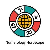 Numerology Horoscope Vector Fill outline Icon Design illustration. Astrology And Zodiac Signs Symbol on White background EPS 10 File