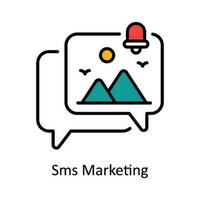 SMS márketing vector llenar contorno icono diseño ilustración. digital márketing símbolo en blanco antecedentes eps 10 archivo