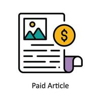 Paid Article Vector Fill outline Icon Design illustration. Digital Marketing  Symbol on White background EPS 10 File