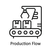 Production Flow Vector  outline Icon Design illustration. Smart Industries Symbol on White background EPS 10 File