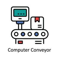 Computer Conveyor Vector Fill outline Icon Design illustration. Smart Industries Symbol on White background EPS 10 File