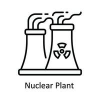 Nuclear Plant Vector  outline Icon Design illustration. Smart Industries Symbol on White background EPS 10 File