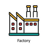 Factory Vector Fill outline Icon Design illustration. Smart Industries Symbol on White background EPS 10 File