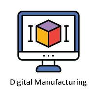 Digital Manufacturing Vector Fill outline Icon Design illustration. Smart Industries Symbol on White background EPS 10 File