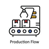 Production Flow Vector Fill outline Icon Design illustration. Smart Industries Symbol on White background EPS 10 File