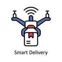 Smart Delivery Vector Fill outline Icon Design illustration. Smart Industries Symbol on White background EPS 10 File