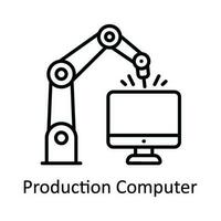 producción computadora vector contorno icono diseño ilustración. inteligente industrias símbolo en blanco antecedentes eps 10 archivo