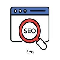 Seo Vector Fill outline Icon Design illustration. Digital Marketing  Symbol on White background EPS 10 File