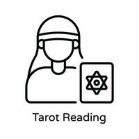 tarot leyendo vector contorno icono diseño ilustración. astrología y zodíaco señales símbolo en blanco antecedentes eps 10 archivo