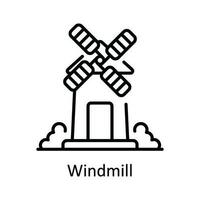 Windmill Vector  outline Icon Design illustration. Smart Industries Symbol on White background EPS 10 File