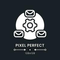 Email management white solid desktop icon. Productivity tool. Inbox organizer. Mail cleaner. Pixel perfect 128x128, outline 4px. Silhouette symbol for dark mode. Glyph pictogram. Vector isolated image