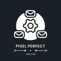 Email management white solid desktop icon. Productivity tool. Inbox organizer. Mail cleaner. Pixel perfect 128x128, outline 4px. Silhouette symbol for dark mode. Glyph pictogram. Vector isolated image