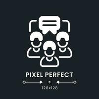 Team messaging white solid desktop icon. Small business. Communication software. Pixel perfect 128x128, outline 4px. Silhouette symbol for dark mode. Glyph pictogram. Vector isolated image