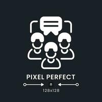 Team messaging white solid desktop icon. Small business. Communication software. Pixel perfect 128x128, outline 4px. Silhouette symbol for dark mode. Glyph pictogram. Vector isolated image