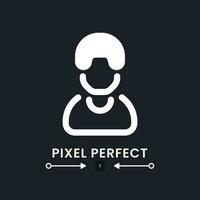 Employee white solid desktop icon. Personal account. Team member. Project manager. Human resources. Pixel perfect, outline 4px. Silhouette symbol for dark mode. Glyph pictogram. Vector isolated image