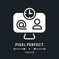 Workspace organization white solid desktop icon. Time management. Productivity tool. Pixel perfect 128x128, outline 4px. Silhouette symbol for dark mode. Glyph pictogram. Vector isolated image