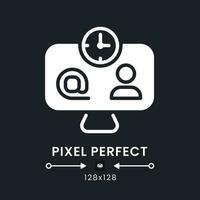 Workspace organization white solid desktop icon. Time management. Productivity tool. Pixel perfect 128x128, outline 4px. Silhouette symbol for dark mode. Glyph pictogram. Vector isolated image