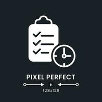 Time management white solid desktop icon. Team collaboration software. Optimizing teamwork. Pixel perfect 128x128, outline 4px. Silhouette symbol for dark mode. Glyph pictogram. Vector isolated image