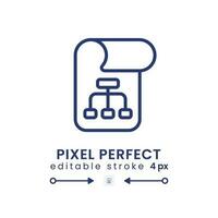 Project plan linear desktop icon. Software development. Business management. Work processes. Pixel perfect, outline 4px. GUI, UX design. Isolated user interface element for website. Editable stroke vector