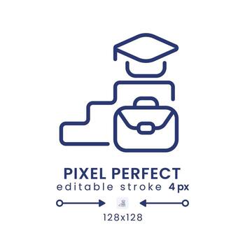 aprendizaje y desarrollo lineal escritorio icono. empleado formación software. píxel Perfecto 128x128, contorno 4 píxeles. interfaz gráfica de usuario, ux diseño. aislado usuario interfaz elemento para sitio web. editable carrera vector