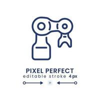 Mechanical arm linear desktop icon. Artificial intelligence. Manufacturing robot. Pixel perfect, outline 4px. GUI, UX design. Isolated user interface element for website. Editable stroke vector