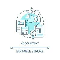 Accountant turquoise concept icon. Professional service. Accounting career abstract idea thin line illustration. Isolated outline drawing. Editable stroke vector