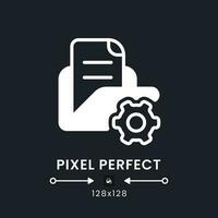 File and document manager white solid desktop icon. Data management. Cloud storage. Pixel perfect 128x128, outline 4px. Silhouette symbol for dark mode. Glyph pictogram. Vector isolated image