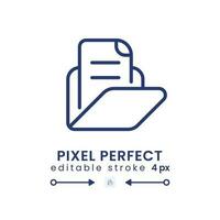 Computer files folder linear desktop icon. Online documents. Organizing information. Pixel perfect, outline 4px. GUI, UX design. Isolated user interface element for website. Editable stroke vector