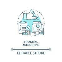 Financial accounting turquoise concept icon. Revenue statement. Budget planning abstract idea thin line illustration. Isolated outline drawing. Editable stroke vector