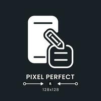 Note taking apps white solid desktop icon. Digital tool. Business productivity. Pixel perfect 128x128, outline 4px. Silhouette symbol for dark mode. Glyph pictogram. Vector isolated image