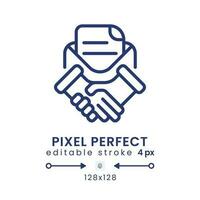 Contract management linear desktop icon. Digital filing cabinet. Operations software. Pixel perfect 128x128, outline 4px. GUI, UX design. Isolated user interface element for website. Editable stroke vector