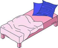 Isometric bed. Cute furniture. Vector. vector