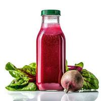 Beetroot Smoothie shake in a bottle isolated on white background photo