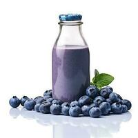 Blueberry Smoothie shake in a bottle isolated on white background photo