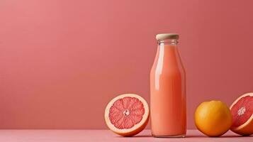 Grapefruit smoothie isolated on pink background with copy space photo