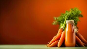 Carrot smoothie fresh juice on vivid background photo