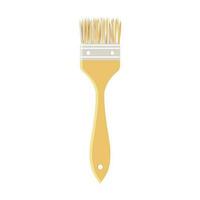 Paint brush with a wooden yellow handle for art and repair work isolated on a white background. Vector. vector