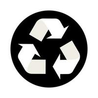 Recycling sign on a white background. The white arrows move in a circle and are located on the black circle. Environment protection. Vector. vector